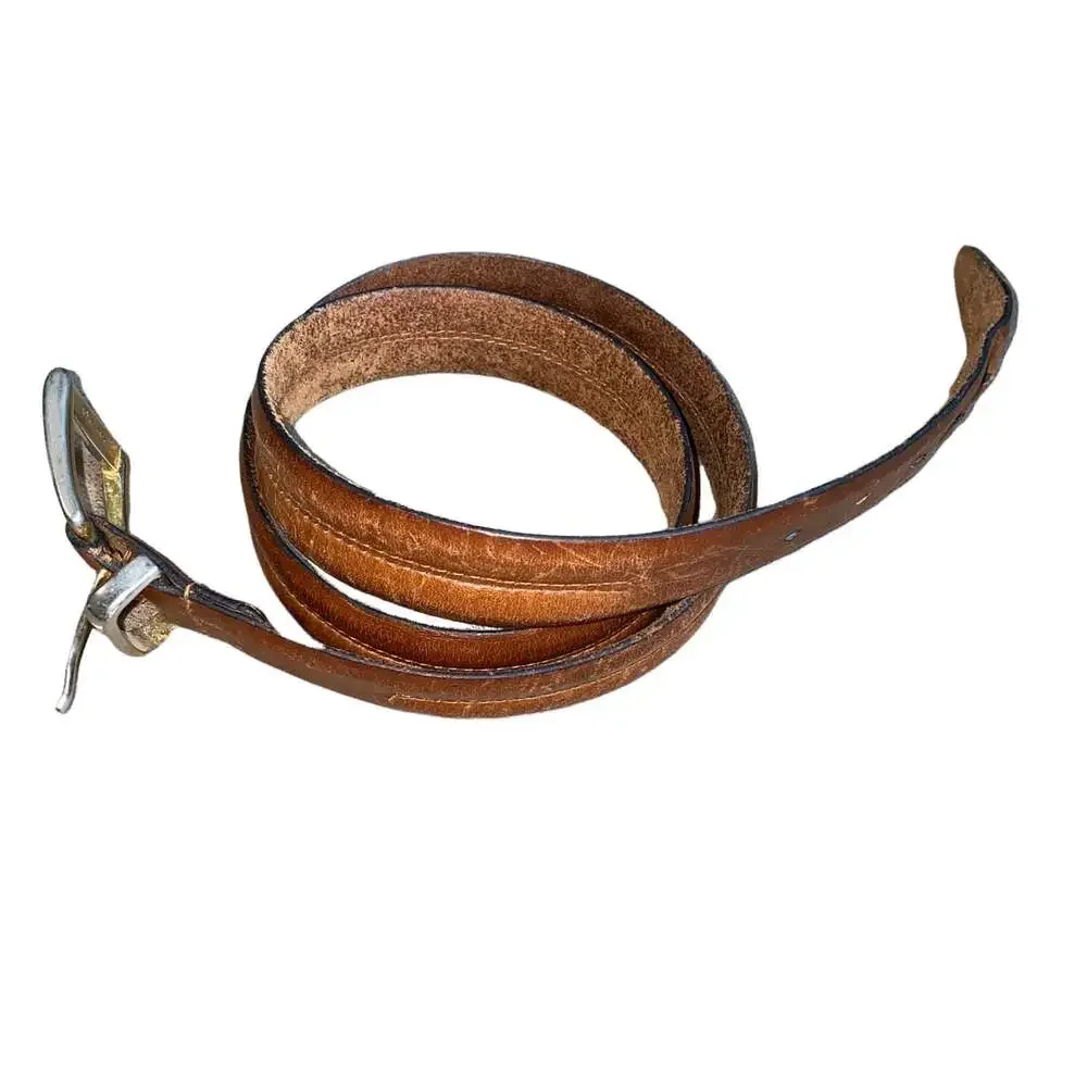 Belt Full Grain Cowhide Leather Belt with solid brass hardware size 38/95 Brown